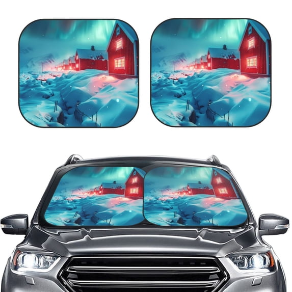 Picia Aurora Borealis Village 2 Piece Car Windshield Sun Shade Foldable ...