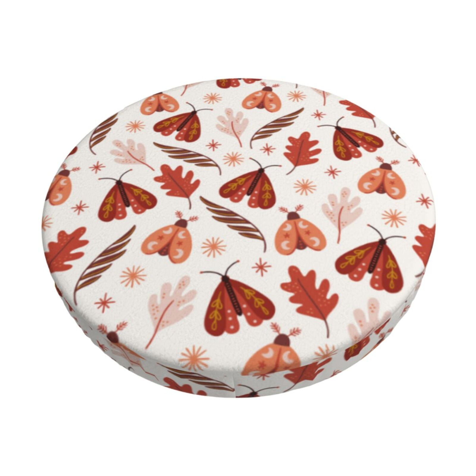 Picia Autumn Brown Butterfly Pattern Round Stool Covers Comfy Seat