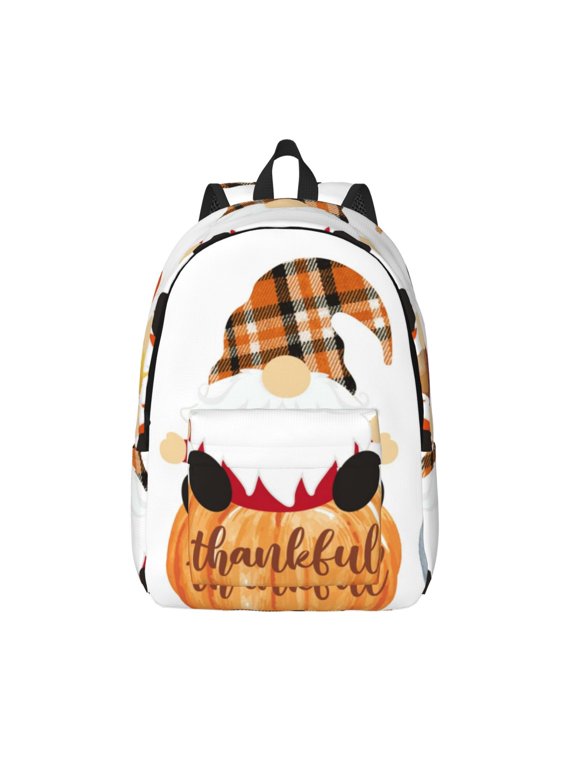 Autumn Gnomes-1 Printed Canvas Daypack - Stylish and Durable Vintage Compact Backpack - Class, Work, Travel, or Laptop Bookbag,Organized Compartments-Medium