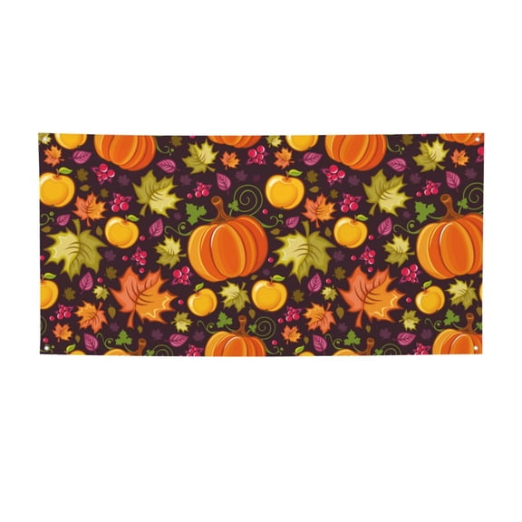 Picia Autumn Harvest Pumpkin Joy Pattern Party Banner, Festive Decoration, Holiday Banner, Celebration Decor, Event Banner, Reusable Party Banner-Small