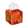 thumbnail image 1 of Picia Autumn Leaf Pattern Tissue Box Cover,PVC Leather Square Holder,Tissue Box Holder with Magnetic Bottom,Facial Paper Organizer Dispenser-5.2"X5.2"X5.2", 1 of 8