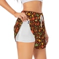 thumbnail image 1 of Picia Autumn Leaves Pattern Women's 2 in 1 Athletic Running Shorts High Waisted Workout Casual Gym Sweat Shorts with Comfy Liner Zipper Pockets-Large, 1 of 9