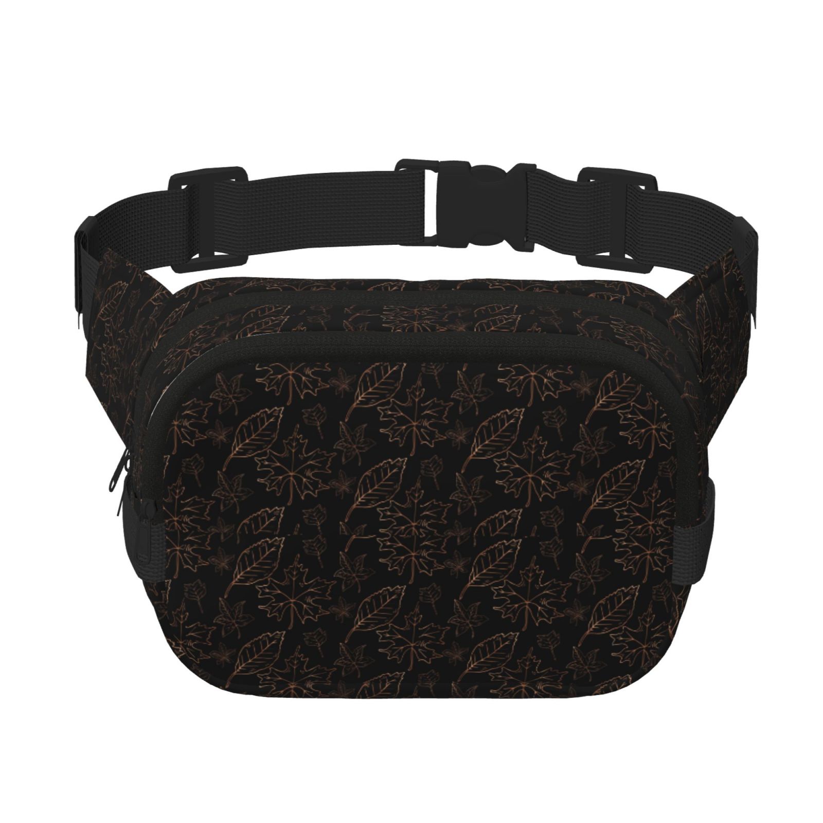 Picia Autumn Leaves1 Print Square Double-Layer Waist Bag Mini Adjustable Waist Belt Bag Exercise Running Travel Hiking