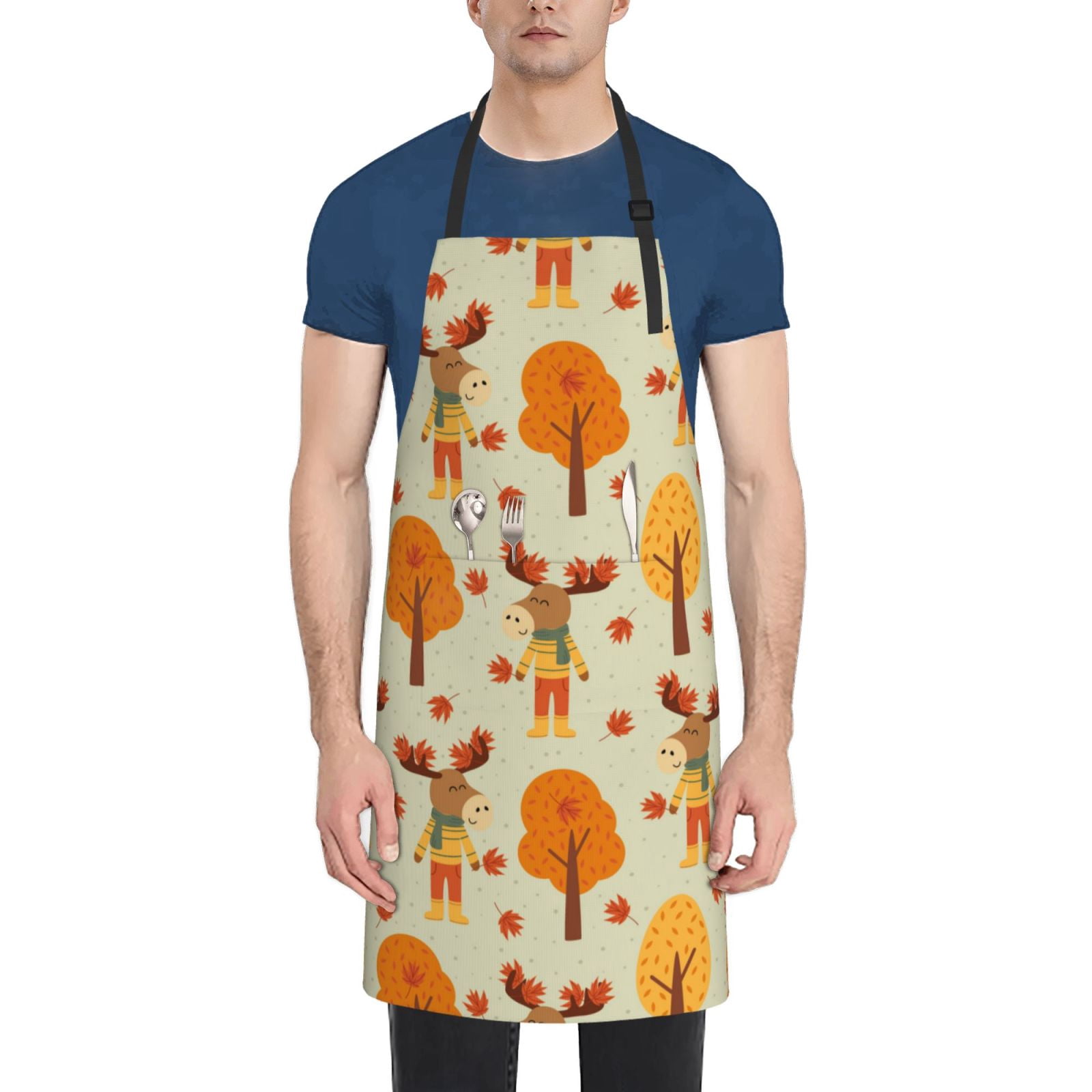 Picia Autumn Maple Leaf and Deer Waterproof Apron for Unisex Adult ...