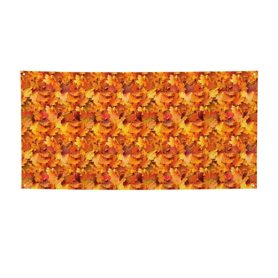Picia Autumn Maple Leaf Pile Pattern Party Banner, Festive Decoration, Holiday Banner, Celebration Decor, Event Banner, Reusable Party Banner-Small