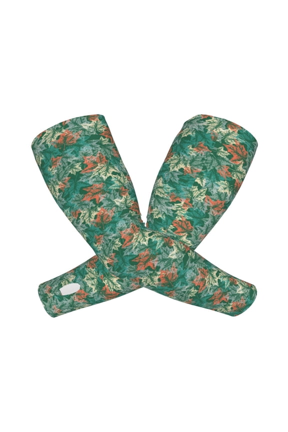 Autumn Maple Leaves 1 Arm Sleeves for Men and Women - Tattoo Cover Up UPF 50+ Cooling Sports Sleeve for Basketball Golf Football-One Size