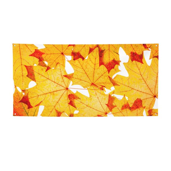 Picia Autumn Maple Leaves Pattern Party Banner, Festive Decoration, Holiday Banner, Celebration Decor, Event Banner, Reusable Party Banner-Medium