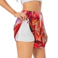 thumbnail image 1 of Picia Autumn Maple Leaves Pattern Women's 2 in 1 Athletic Running Shorts High Waisted Workout Casual Gym Sweat Shorts with Comfy Liner Zipper Pockets-Small, 1 of 9