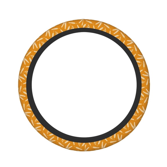 Picia Autumn Orange Wheat Car Steering Wheel Cover, Non-Slip, Breathable, Universal 15 inch