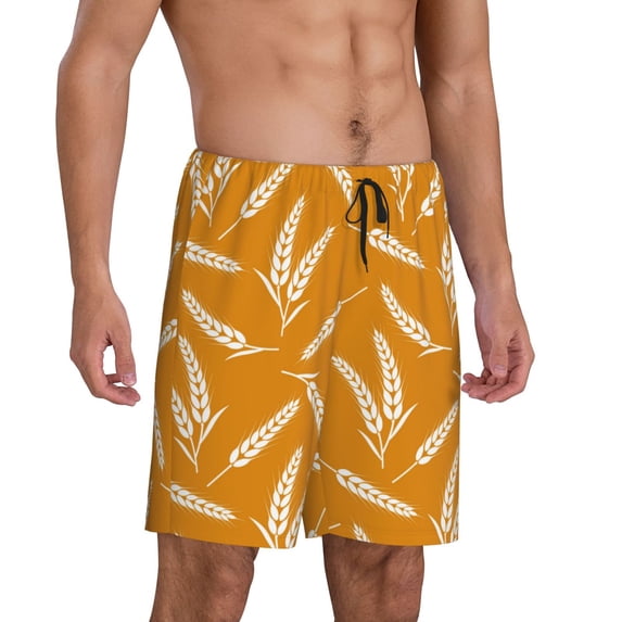 Picia Autumn Orange Wheat Pajama Shorts for Men, Men's Pajama Bottoms, Sleepwear,Short Pajama Pants-X-Large