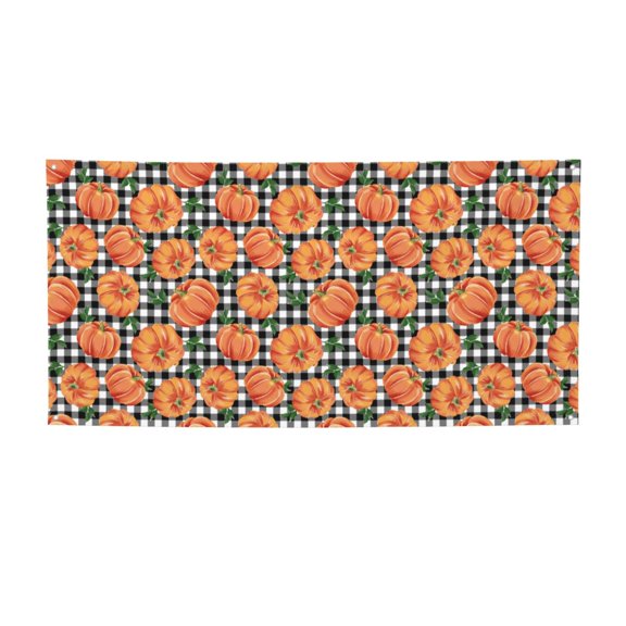 Picia Autumn Pumpkins Gingham Pattern Party Banner, Festive Decoration, Holiday Banner, Celebration Decor, Event Banner, Reusable Party Banner-Small