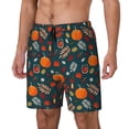 thumbnail image 1 of Picia Autumn with Pumpkins pattern Mens Swim Trunks with Compression Liner Stretch Beach Shorts Quick Dry with Zipper Pockets No-Chafing Board Shorts-Large, 1 of 9
