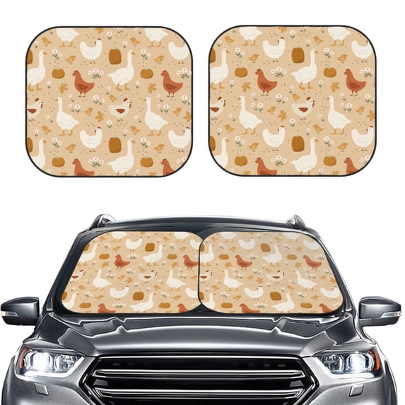 Picia Autumn and Thanksgiving 2 Piece Car Windshield Sun Shade Foldable | Foldable Sun Shield for Front Window Blocks UV Rays and Keeps Your Vehicle Cool-
