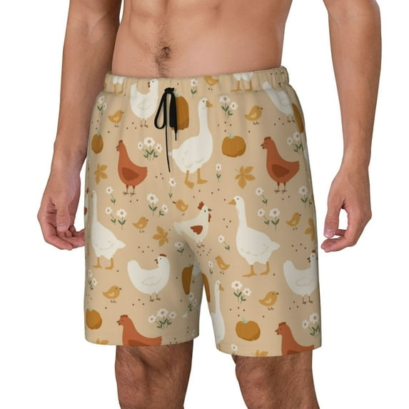 Picia Autumn and Thanksgiving pattern Mens Swim Trunks with Compression Liner Stretch Beach Shorts Quick Dry with Zipper Pockets No-Chafing Board Shorts-