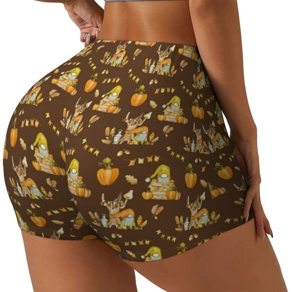 Picia Autumn With Pumpkin Harvest Printed Workout Shorts for Women Seamless Scrunch Butt Lifting High Waisted Yoga Gym Booty Running Moisture-wicking Short Pants-Large