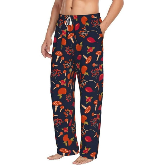 Picia Autumnal Forest Mens Soft Woven Cotton Elastic Waistband Sleep Pajama Pant Lounge Sleep Pant With Pockets And Drawstring-X-Large
