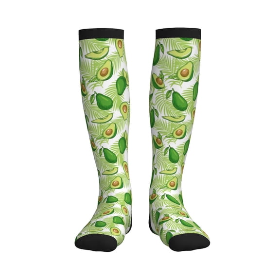 Picia Avocado And Tropical Palm Leaves Printed Sports Compression Socks - 15-20mmHg Graduated Compression, High-Performance Soft and Breathable Socks for Men and Women