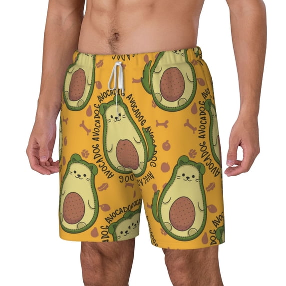 Picia Avocado Dog pattern Mens Swim Trunks with Compression Liner Stretch Beach Shorts Quick Dry with Zipper Pockets No-Chafing Board Shorts-XX-Large