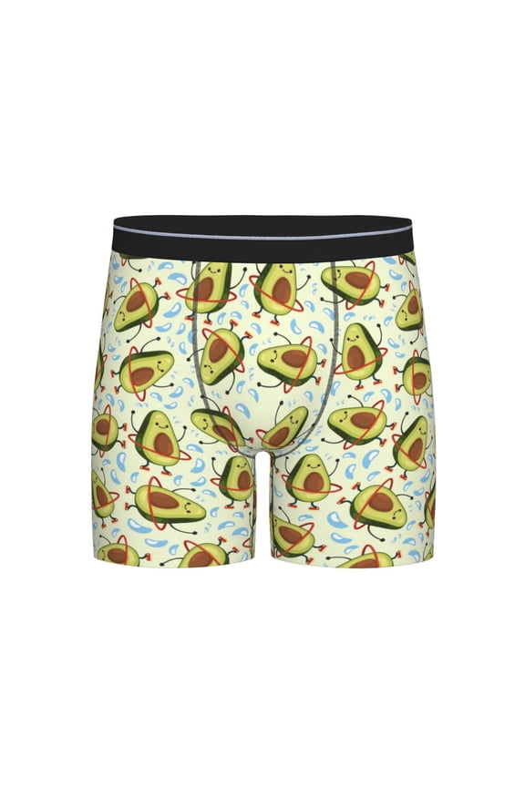 Avocado Doing Sport Pattern Men's Athletic Long Leg Briefs , Performance Stretch Underwear，Moisture-Wicking