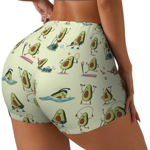 Picia Avocado for Exercise Printed Workout Shorts for Women Seamless Scrunch Butt Lifting High Waisted Yoga Gym Booty Running Moisture-wicking Short Pants-Small