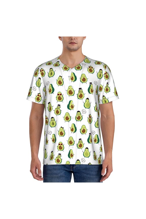Avocado Friends Pattern Mens Polo Shirts Quick Dry Short Sleeve Golf T Shirt Performance Moisture Wicking Casual Workout Baseball T-shirt-Small