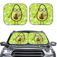 thumbnail image 1 of Picia Avocado with Glasses 2 Piece Car Windshield Sun Shade Foldable | Foldable Sun Shield for Front Window Blocks UV Rays and Keeps Your Vehicle Cool-Small, 1 of 7