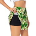 thumbnail image 1 of Picia Avocado Green Striped Pattern Women's 2 in 1 Athletic Running Shorts High Waisted Workout Casual Gym Sweat Shorts with Comfy Liner Zipper Pockets-Large, 1 of 9