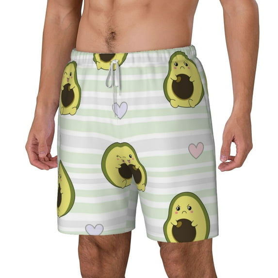 Picia Avocado of a Hear pattern Mens Swim Trunks with Compression Liner Stretch Beach Shorts Quick Dry with Zipper Pockets No-Chafing Board Shorts-Medium