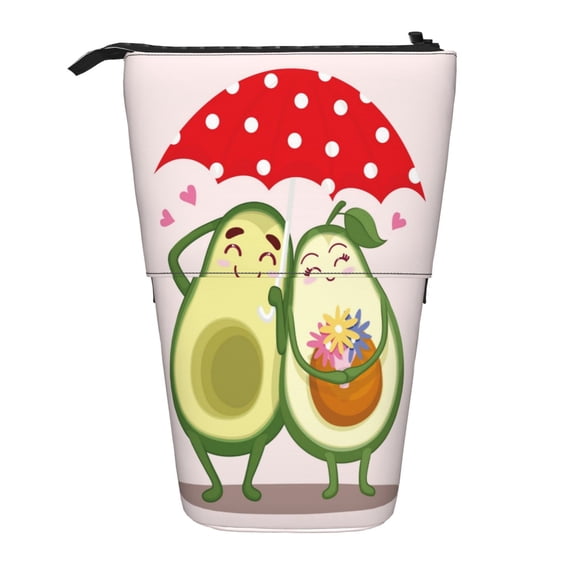 Picia Avocado Lovers Wearing Umbrella Print Telescopic Pencil Case, Telescopic Pen Holder Telescopic Pencil Pouch Bag Stationery Pencil Case Box Storage Organizer Makeup Bag