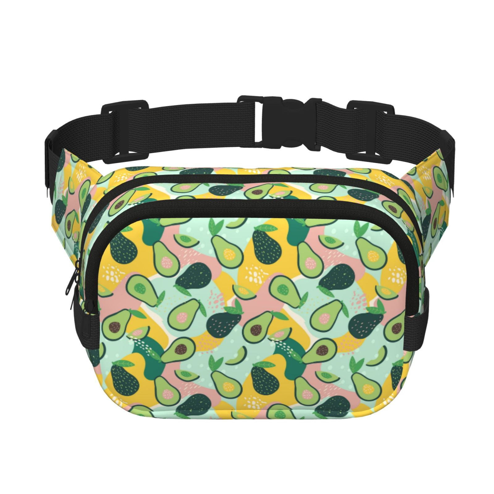 Picia Avocado Print Square Double-Layer Waist Bag Mini Adjustable Waist Belt Bag Exercise Running Travel Hiking