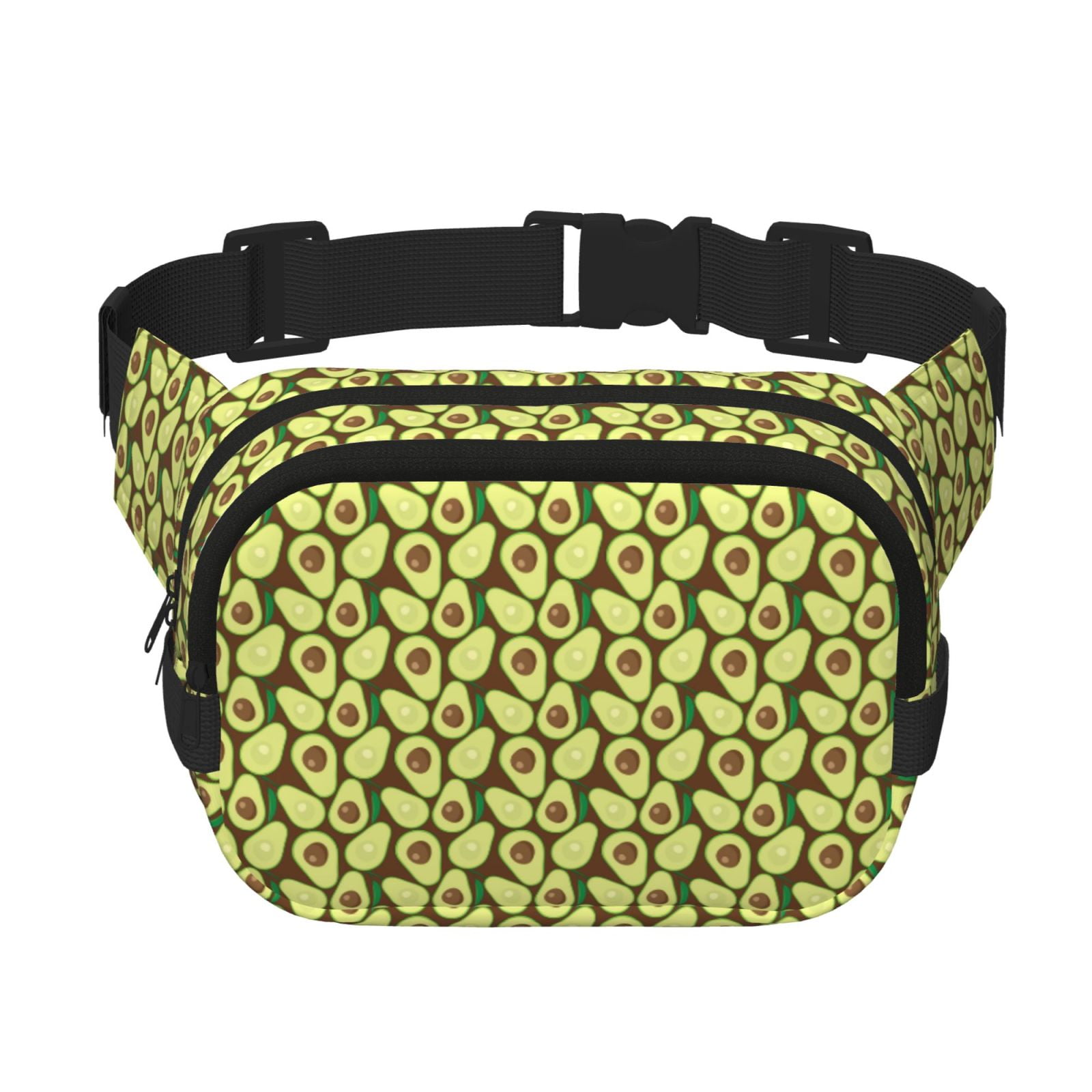 Picia Avocado Print Square Double-Layer Waist Bag Mini Adjustable Waist Belt Bag Exercise Running Travel Hiking