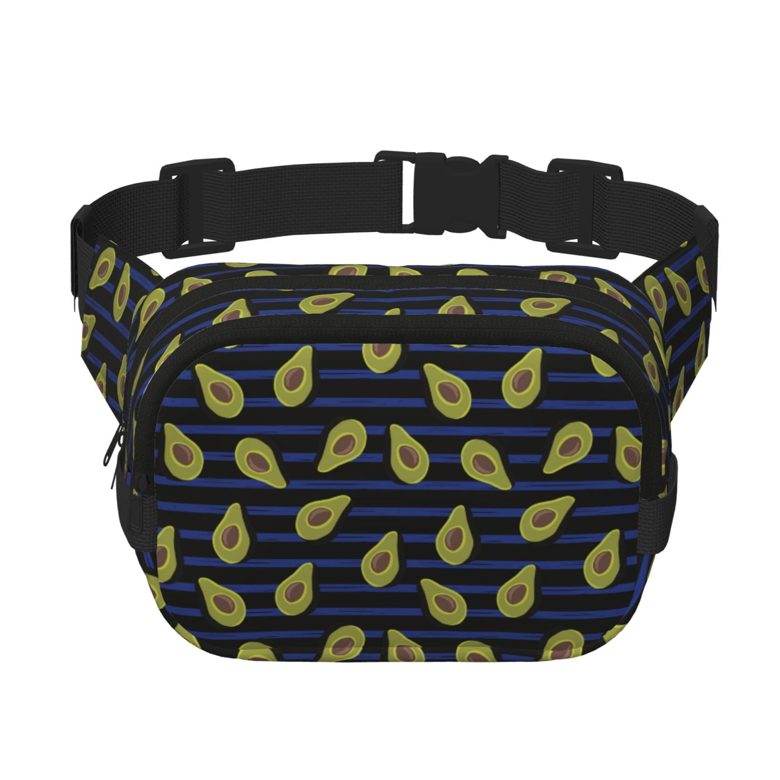 Picia Avocado Print Square Double-Layer Waist Bag Mini Adjustable Waist Belt Bag Exercise Running Travel Hiking