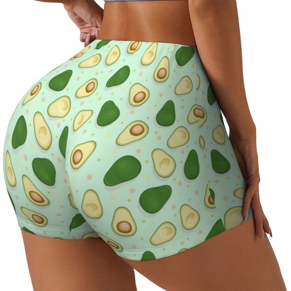 Picia Avocado Printed Workout Shorts for Women Seamless Scrunch Butt Lifting High Waisted Yoga Gym Booty Running Moisture-wicking Short Pants-Small