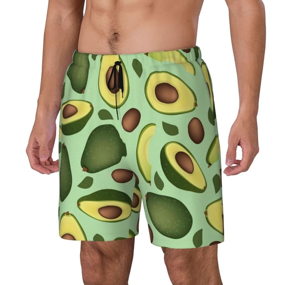 Picia Avocado With Seeds pattern Mens Swim Trunks with Compression Liner Stretch Beach Shorts Quick Dry with Zipper Pockets No-Chafing Board Shorts-XX-Large