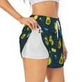thumbnail image 1 of Picia Avocado in Space Pattern Women's 2 in 1 Athletic Running Shorts High Waisted Workout Casual Gym Sweat Shorts with Comfy Liner Zipper Pockets-Large, 1 of 9