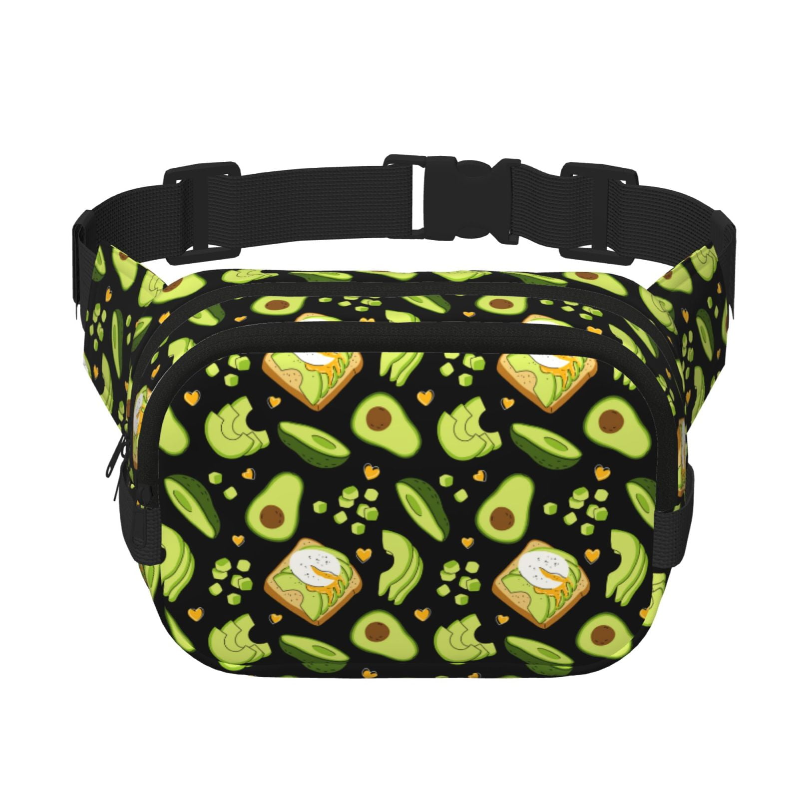 Picia Avocado Toast Print Square Double-Layer Waist Bag Mini Adjustable Waist Belt Bag Exercise Running Travel Hiking
