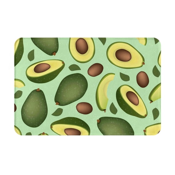 Picia Avocado With Seeds Pattern Flannel Doormat  16x24 Inch Non-Slip Indoor Mat, Absorbent & Quick-Dry Rug for Entryway, Bathroom, Kitchen, and Bedroom, Machine Washable