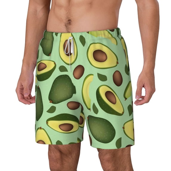 Picia Avocado With Seeds pattern Mens Swim Trunks with Compression Liner Stretch Beach Shorts Quick Dry with Zipper Pockets No-Chafing Board Shorts-3X-Large