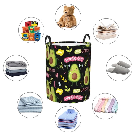 Picia Avocado Work Out Large Laundry Basket, Waterproof, Freestanding Laundry Hamper, Collapsible Tall Clothes Hamper with Extended Handles-Small