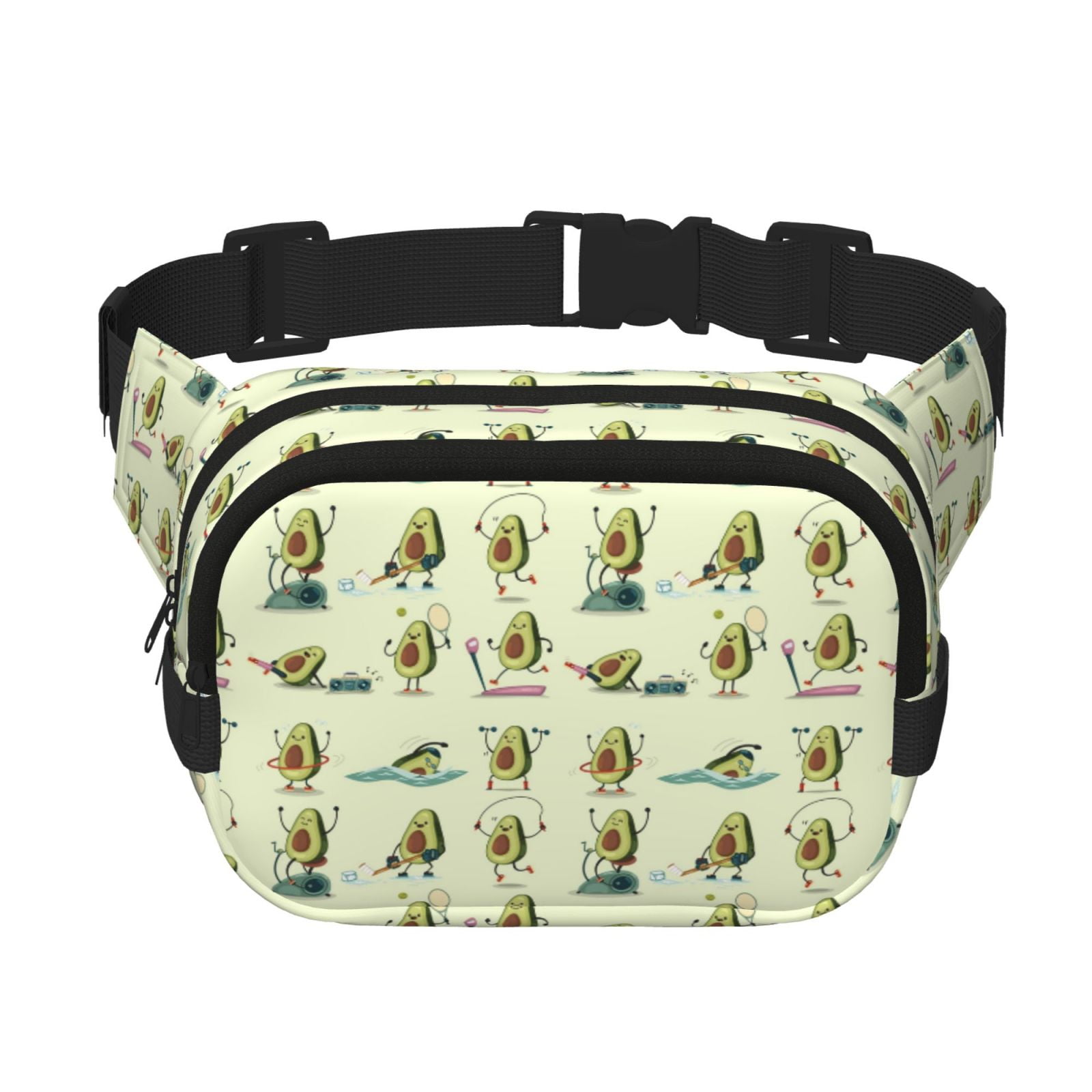 Picia Avocado for Exercise Print Square Double-Layer Waist Bag Mini Adjustable Waist Belt Bag Exercise Running Travel Hiking