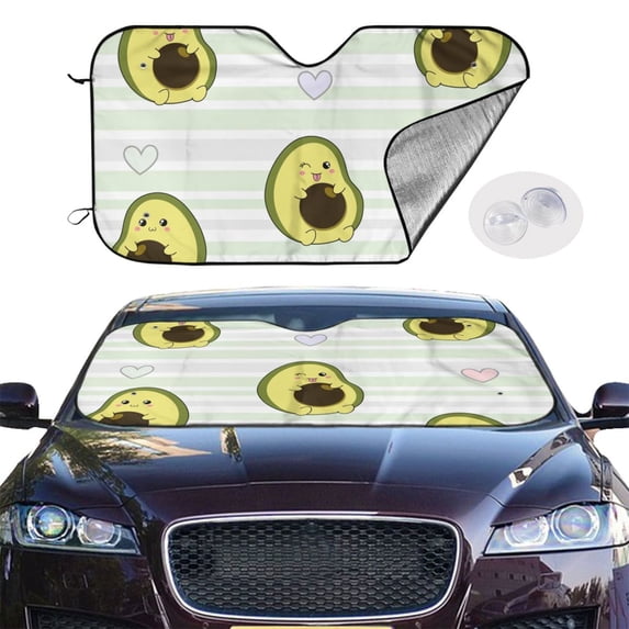 Picia Avocado of a Hear Curved Windshield Sunshade Accordion Folding Style Auto Shade for Car Truck SUV Van Blocks UV Ray Sun Visor Protector -Medium