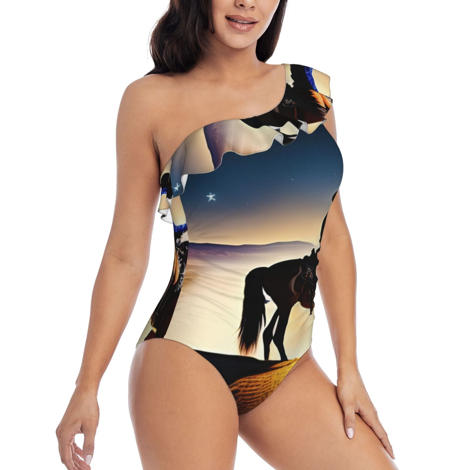 Picia Azure Sky Western Desert Cowboy Pattern Women's One Piece