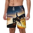 thumbnail image 1 of Picia Azure Sky Western Desert Cowboy pattern Mens Swim Trunks with Compression Liner Stretch Beach Shorts Quick Dry with Zipper Pockets No-Chafing Board Shorts-Large, 1 of 9