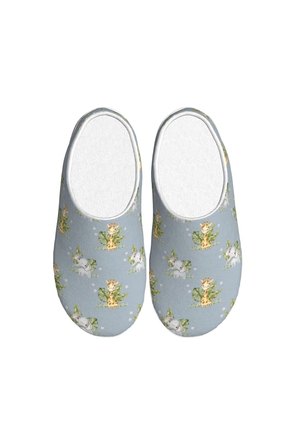 Baby Elephant Giraffe for Women's Lamb-hug Comfy Fleece House Slippers Memory Foam, Slip-on House Shoes Indoor Outdoor-46/47