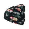 thumbnail image 1 of Picia Baby Sloths Pattern Knitted Beanie Hat for Men and Women , Unisex Winter Warm Stretchy Knit Cap Thick Fisherman Beanies Cuffed Plain Skull Caps, 1 of 6