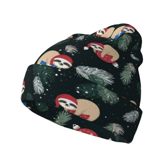 Picia Baby Sloths Pattern Knitted Beanie Hat for Men and Women , Unisex Winter Warm Stretchy Knit Cap Thick Fisherman Beanies Cuffed Plain Skull Caps