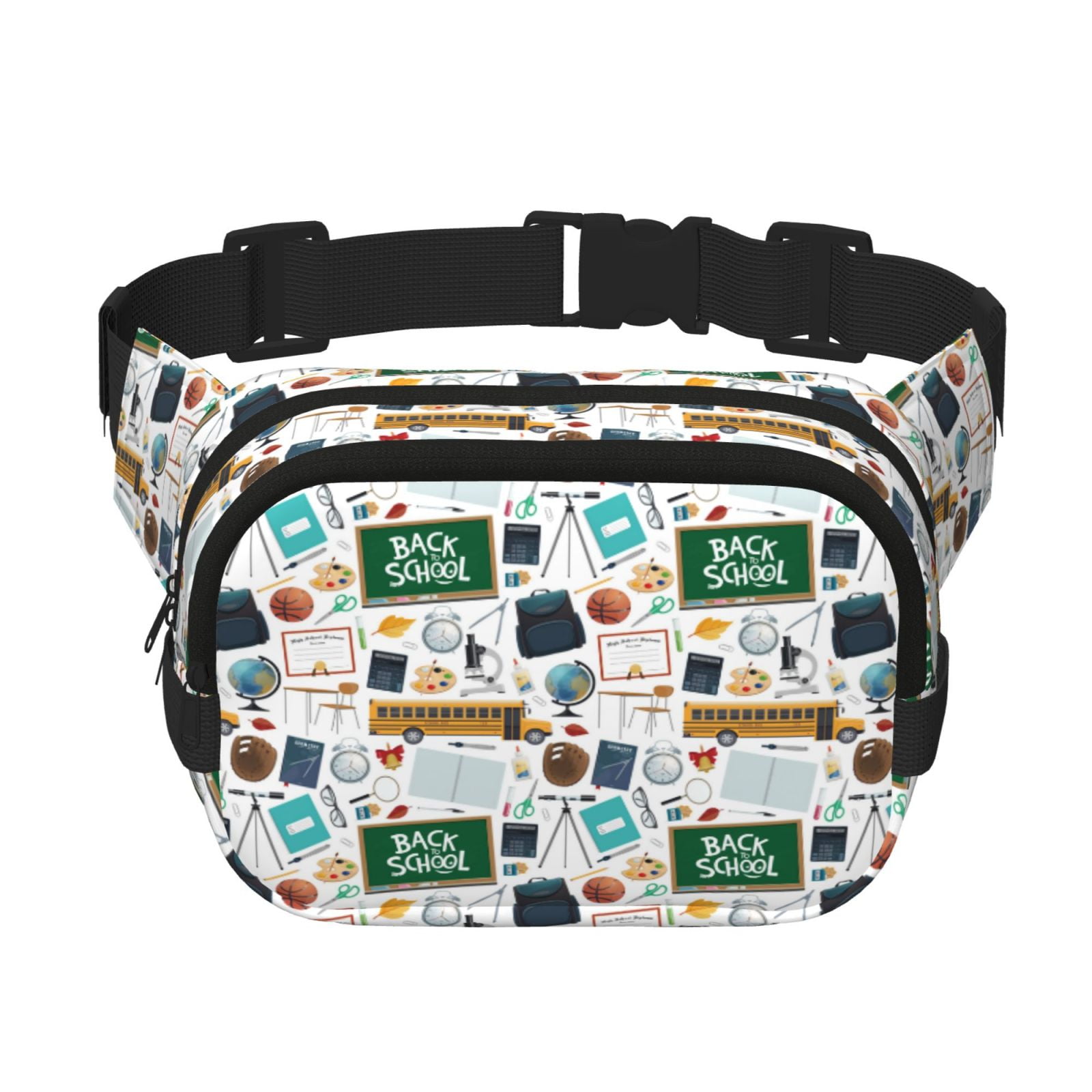 Picia Back To School A Print Square Double-Layer Waist Bag Mini Adjustable Waist Belt Bag Exercise Running Travel Hiking