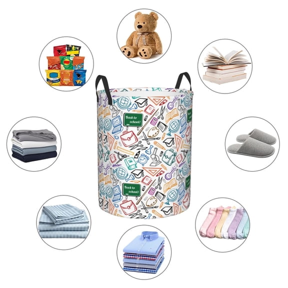Picia Back To School Large Laundry Basket, Waterproof, Freestanding Laundry Hamper, Collapsible Tall Clothes Hamper with Extended Handles-