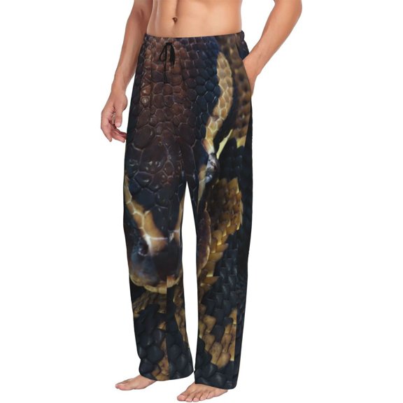 Picia Ball Phyton Snake Mens Soft Woven Cotton Elastic Waistband Sleep Pajama Pant Lounge Sleep Pant With Pockets And Drawstring-Small