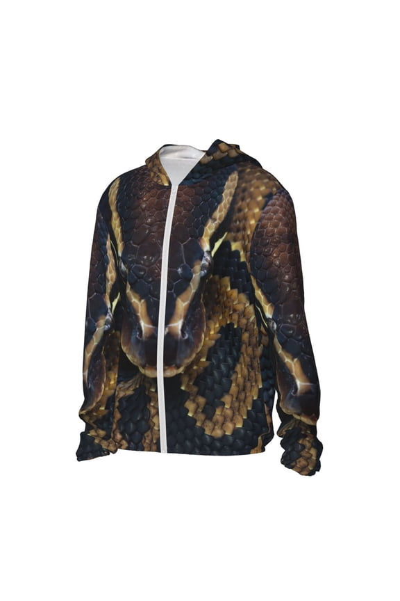 Ball Phyton Snake Women's Men's UPF 50+ Sun Protection Hoodie Shirt Long Sleeve SPF Fishing Outdoor UV Hiking Lightweight Shirts-Large